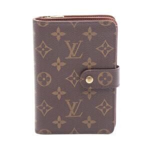 Louis Vuitton Porte Papier Zip Bifold Wallet Canvas Monogram Brown